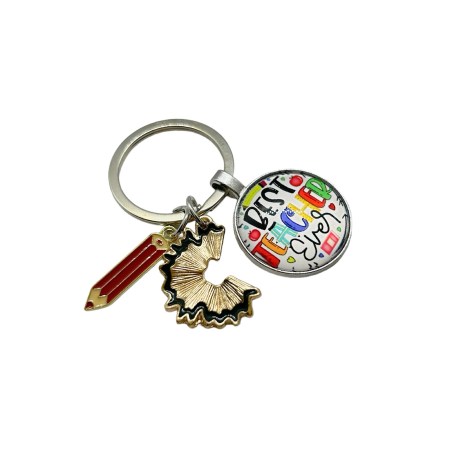 keychain best teacher with pensil and scraper